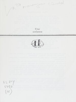 cover image of Une enfance
